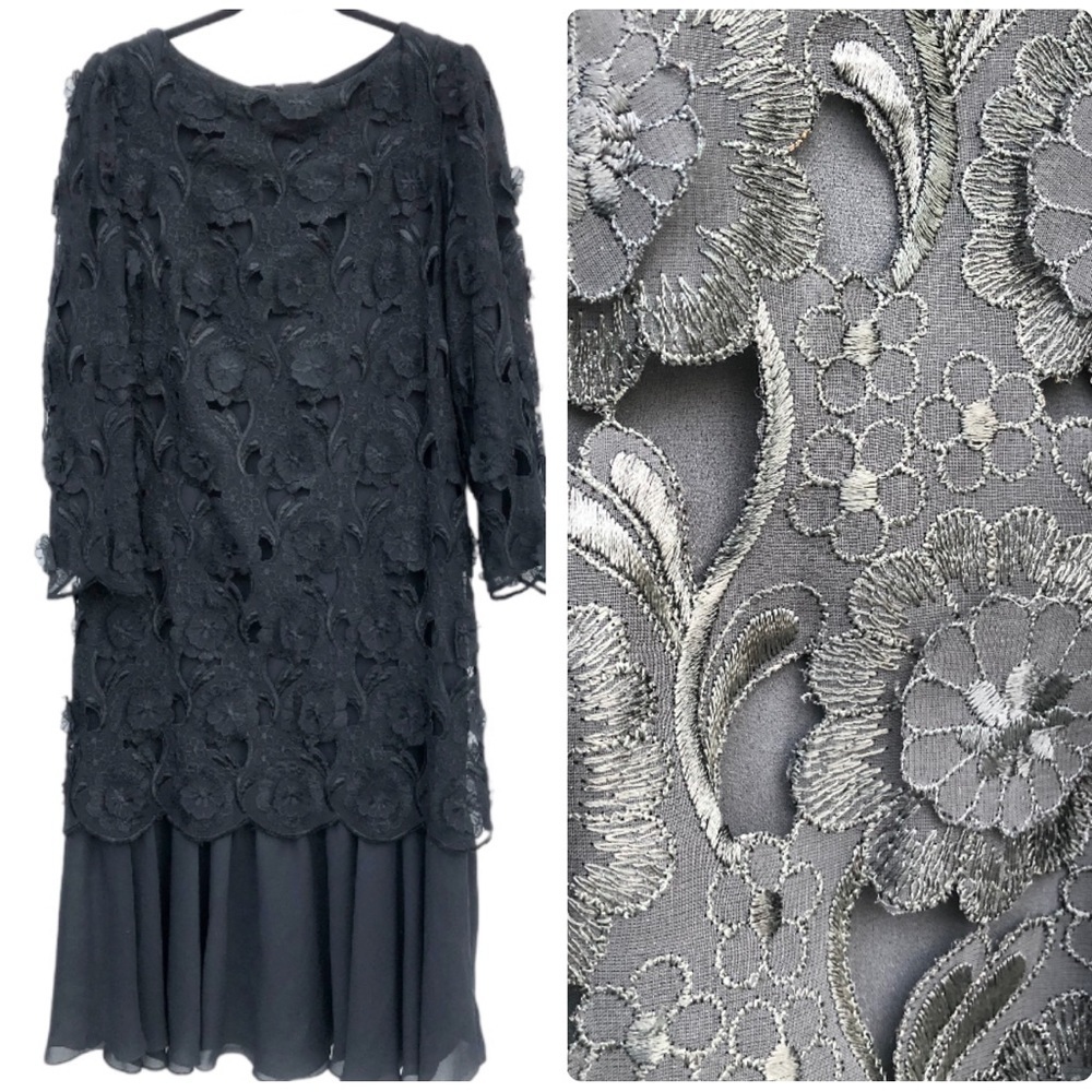 Vintage Joy Stevens mother bride midi dress L 14